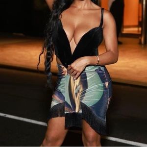 Farai London Edena fitted stretch-velvet two-piece set